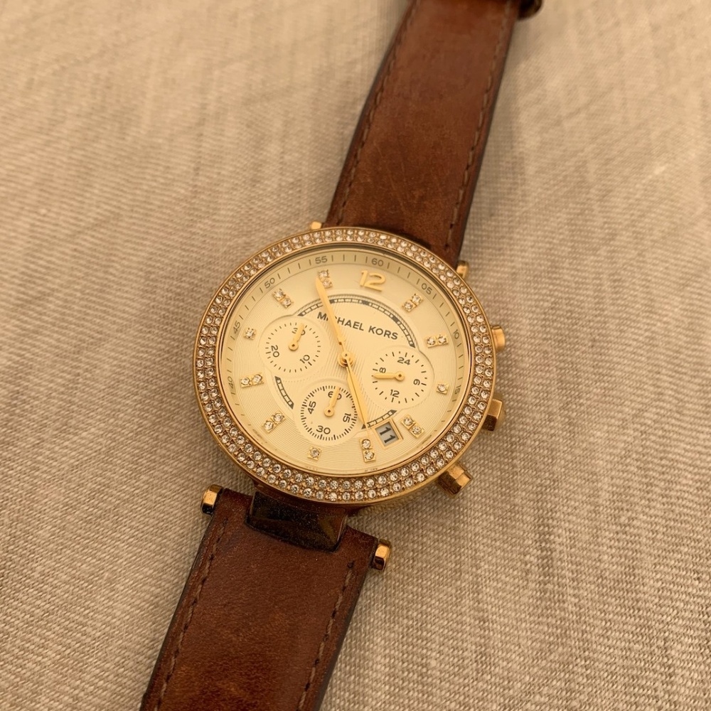 Michael Kors Gold Dial Brown Leather Women's Watch